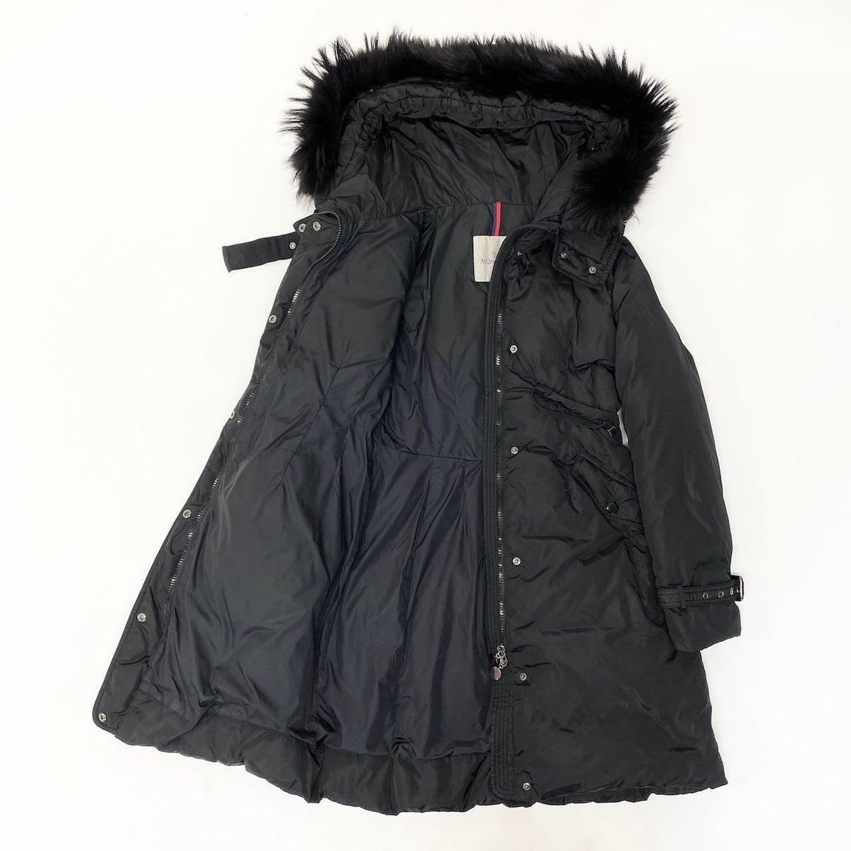 Moncler Phalangere Long Down Coat Black — view 3