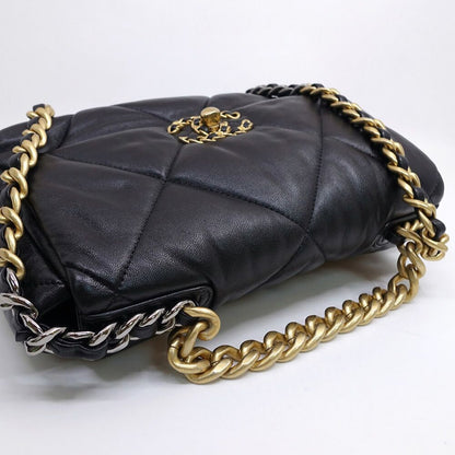 Chanel 19 Handbag Shiny Lambskin Gold Silver — view 3