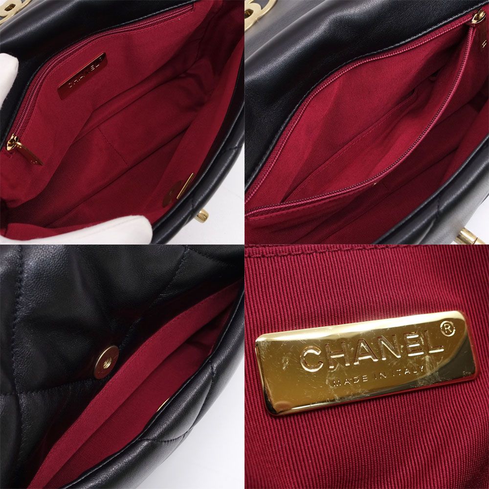 Chanel 19 Handbag Shiny Lambskin Gold Silver — view 6