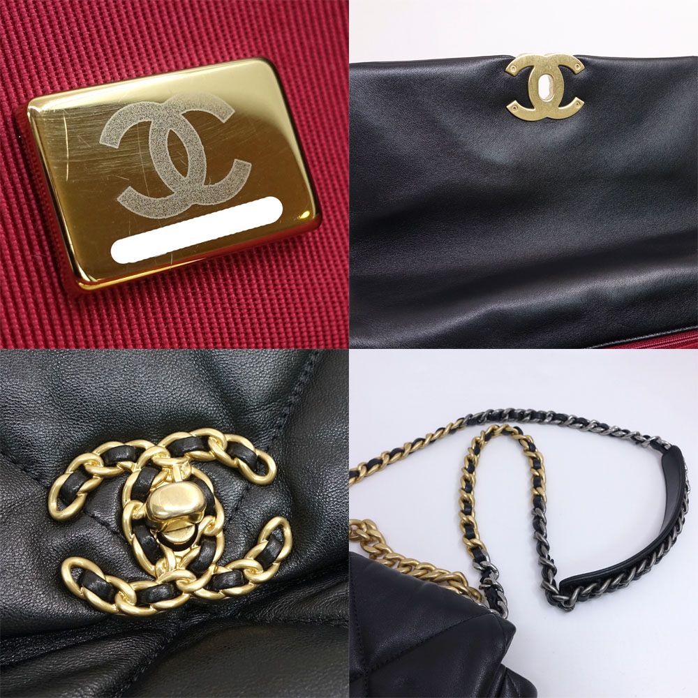Chanel 19 Handbag Shiny Lambskin Gold Silver — view 7