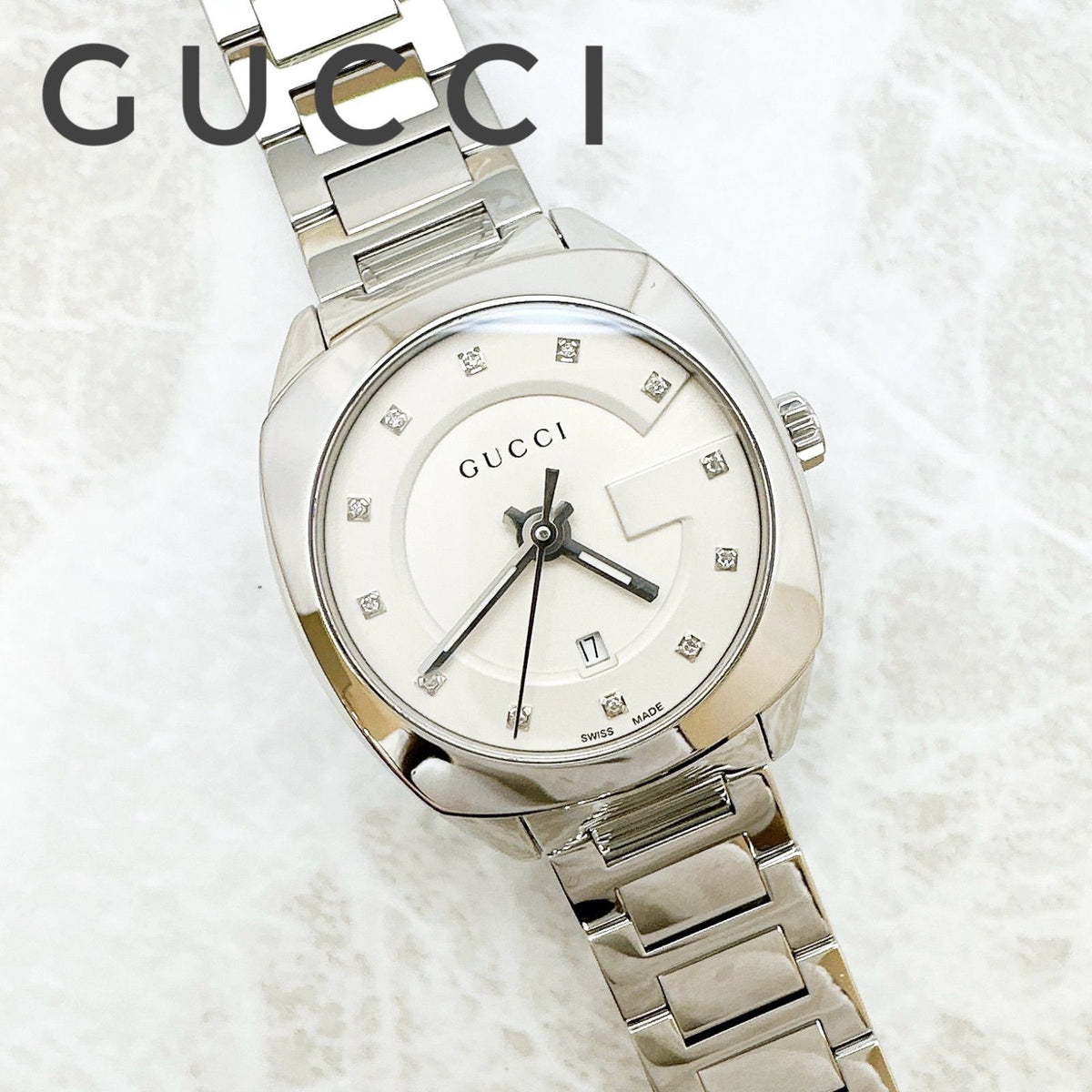 Gucci 142.5 Watch Diamond Quartz Stainless Steel 17