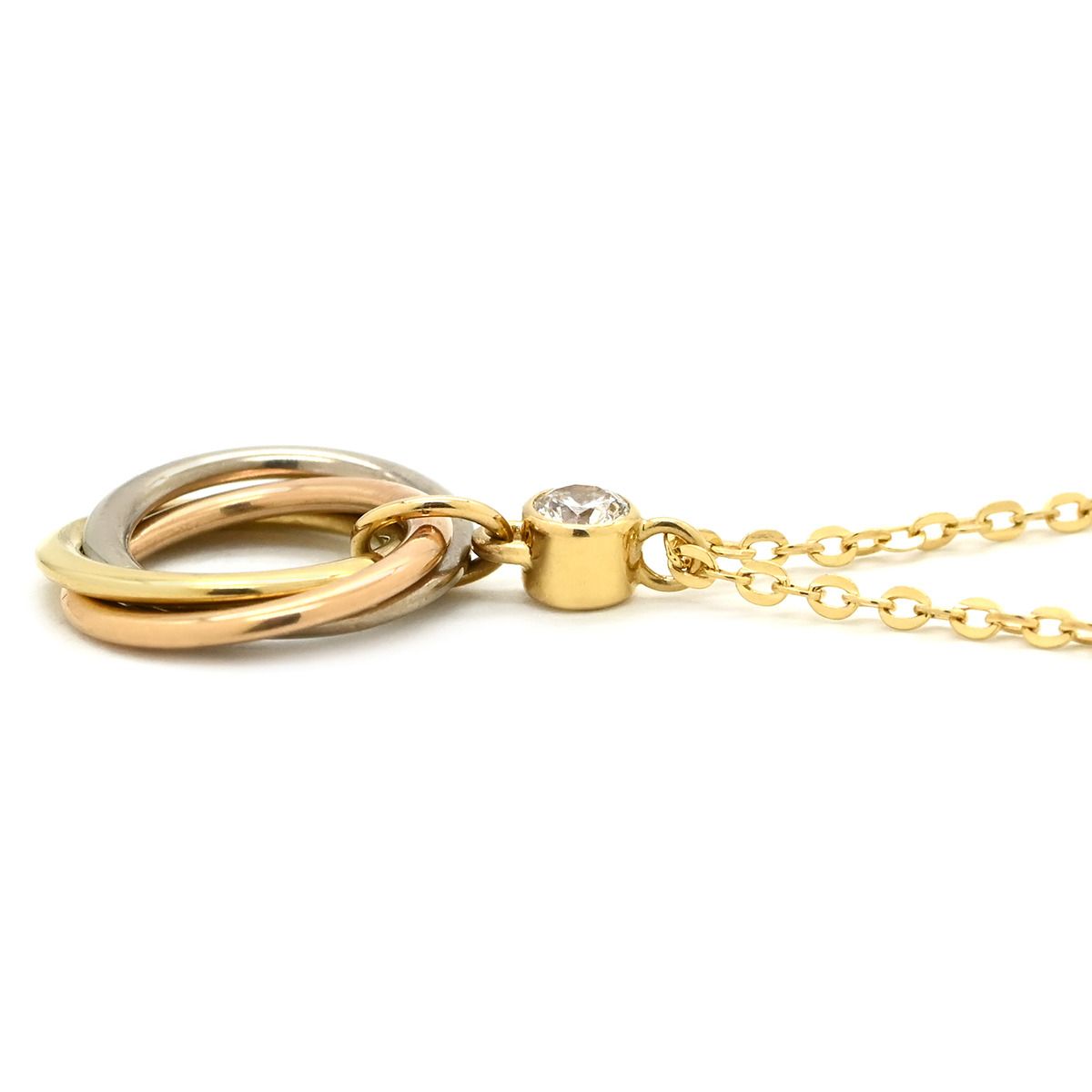 Cartier Necklace Baby Trinity Diamond Yellow Gold White Pink 18k — view 3