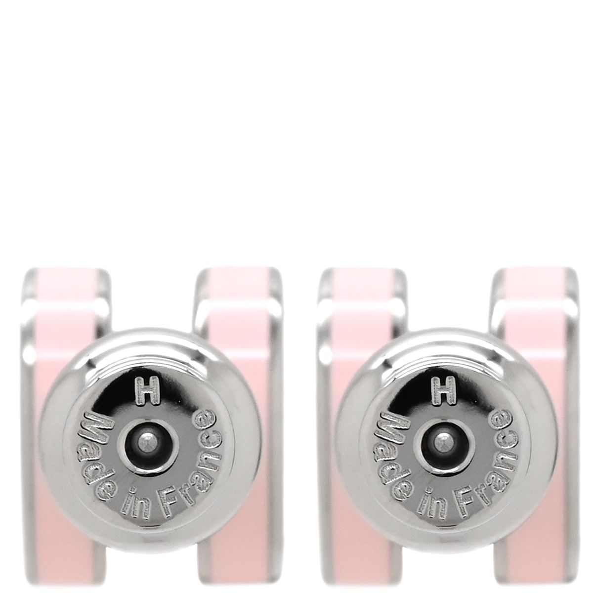 Hermes Earrings Pop Mini Enamel Rose Dragee Silver Pop Motif PG RG — view 2
