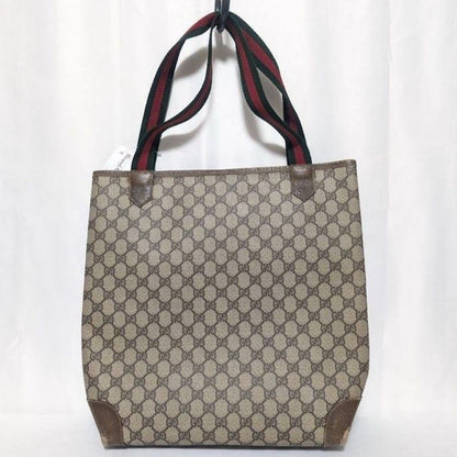Gucci GG Supreme Sherry Line Leather Brown Tote Bag Vintage — view 2
