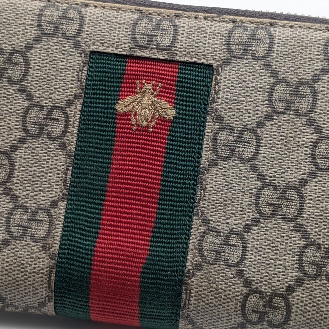 Gucci GG Supreme Sherry Line Bee Zip Around Wallet — view 5