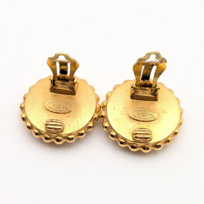 Chanel 95A Earrings CC Logo Gold Black Vintage — view 6