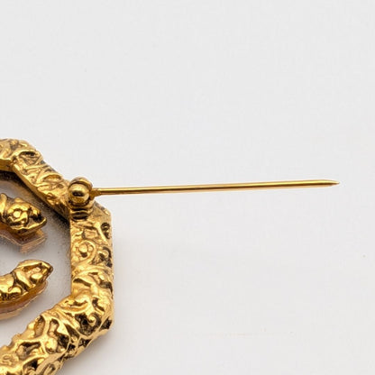 Chanel Brooch CC Logo Lava Gold Clear Vintage — view 6