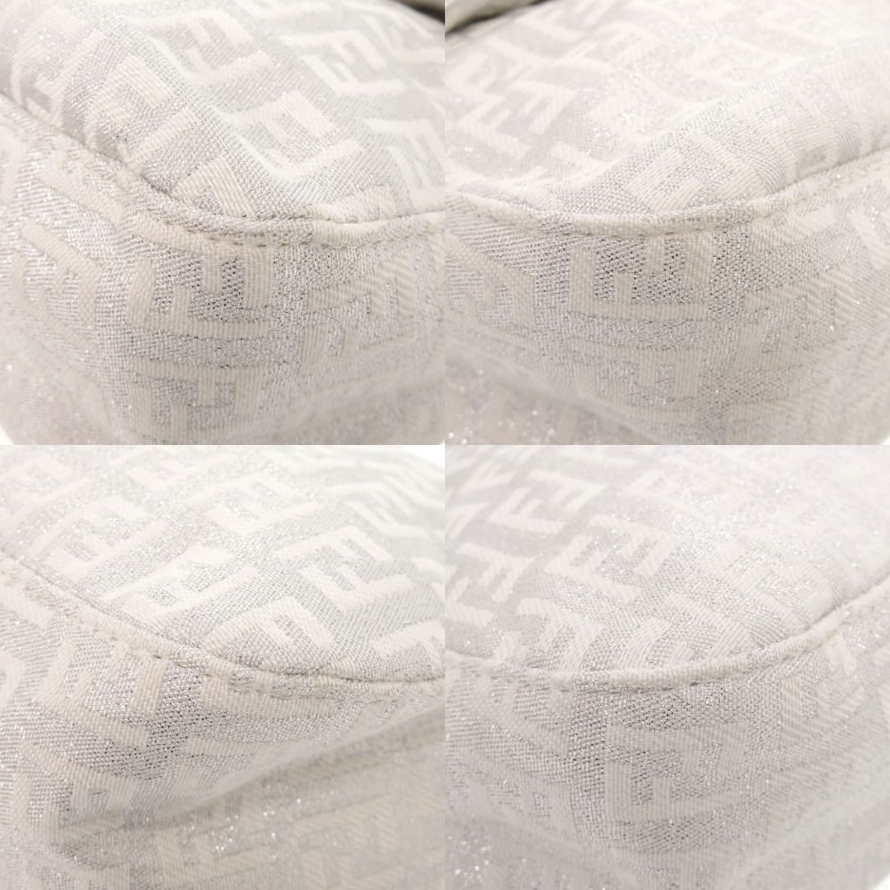 Fendi Zucchino Mamma Bucket Shoulder Canvas Leather Silver Bag — view 4