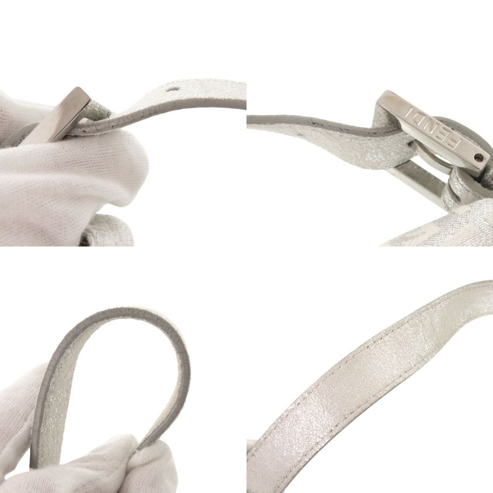 Fendi Zucchino Mamma Bucket Shoulder Canvas Leather Silver Bag — view 7