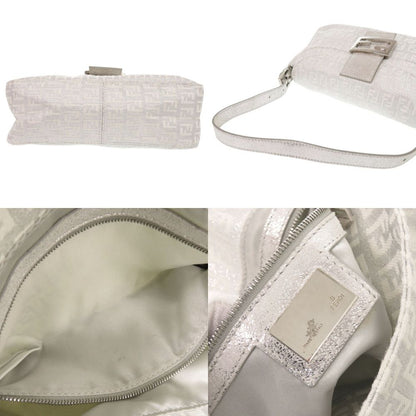 Fendi Zucchino Mamma Bucket Shoulder Canvas Leather Silver Bag — view 6