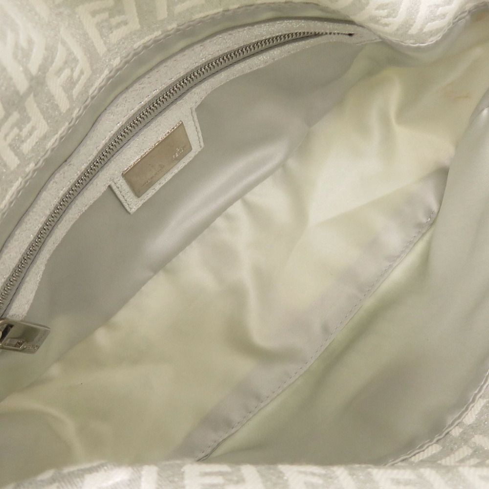 Fendi Zucchino Mamma Bucket Shoulder Canvas Leather Silver Bag — view 5