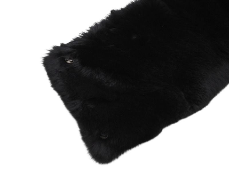 Chanel Big CC Logo Rabbit Neck Warmer Scarf Black White — view 2