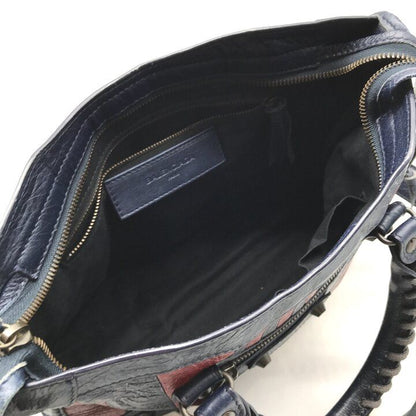 Balenciaga Classic City Stripe Leather Shoulder Hand 2-Way Bag Navy — view 8
