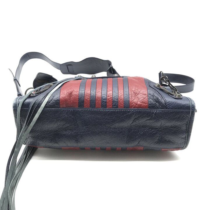 Balenciaga Classic City Stripe Leather Shoulder Hand 2-Way Bag Navy — view 4