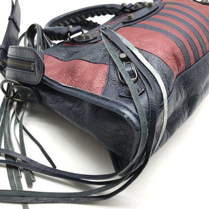 Balenciaga Classic City Stripe Leather Shoulder Hand 2-Way Bag Navy — view 5