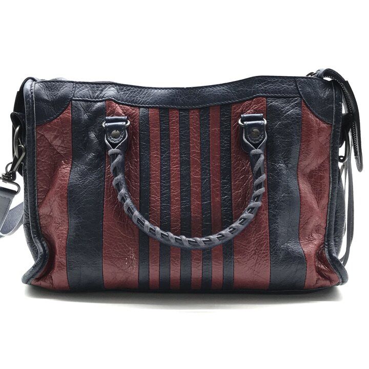 Balenciaga Classic City Stripe Leather Shoulder Hand 2-Way Bag Navy — view 2