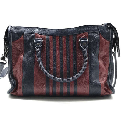 Balenciaga Classic City Stripe Leather Shoulder Hand 2-Way Bag Navy — view 2