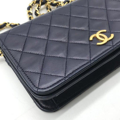 Chanel CC Logo Mini Quilted Lambskin Chain Shoulder Bag Navy — view 5
