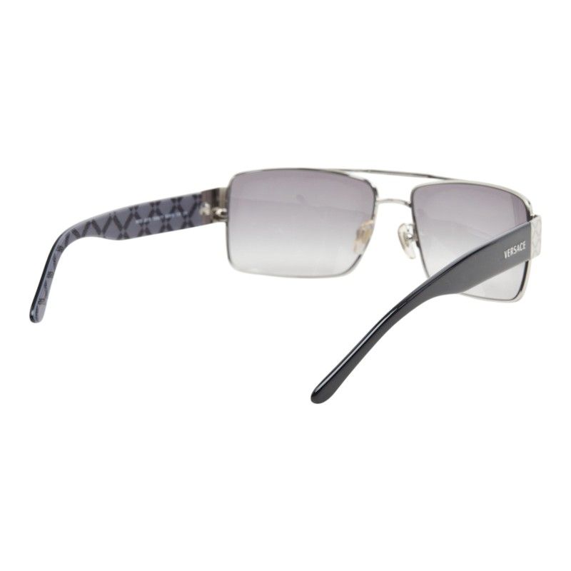 Versace Logo Sunglasses Black Silver Gray Acetate Metal Eyewear — view 3