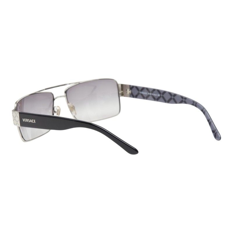 Versace Logo Sunglasses Black Silver Gray Acetate Metal Eyewear — view 2