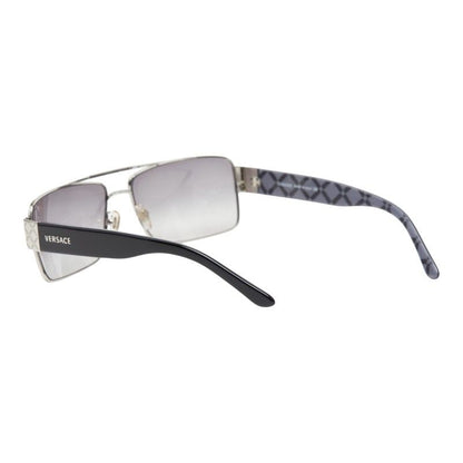 Versace Logo Sunglasses Black Silver Gray Acetate Metal Eyewear — view 2