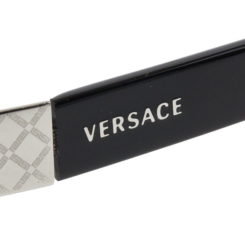 Versace Logo Sunglasses Black Silver Gray Acetate Metal Eyewear — view 4