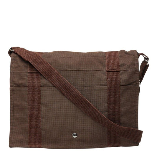 Hermes Herline Besace MM Crossbody Shoulder Bag Brown Canvas