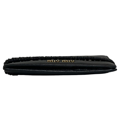 Miu Miu Leather Bifold Wallet with Band Black — view 5