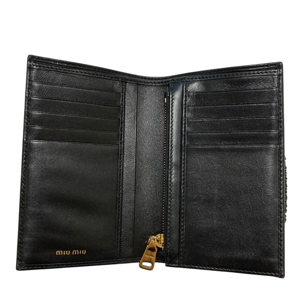 Miu Miu Leather Bifold Wallet with Band Black — view 6
