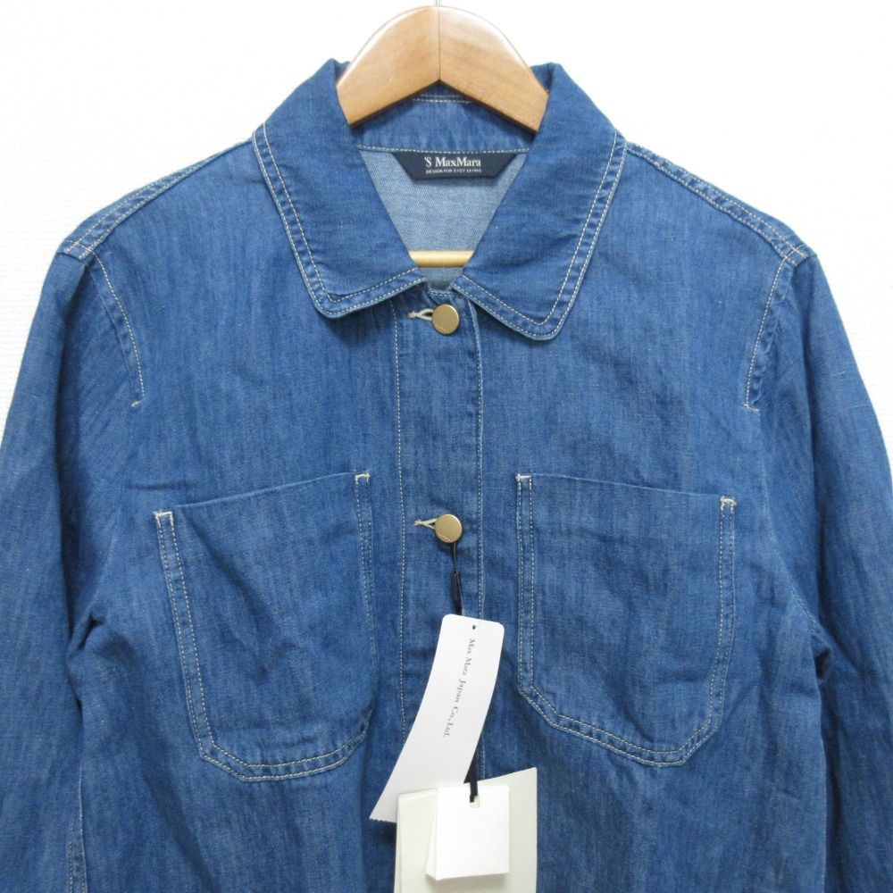 Max Mara S Smmgalante Cotton Linen Jacket Indigo 42 — view 3