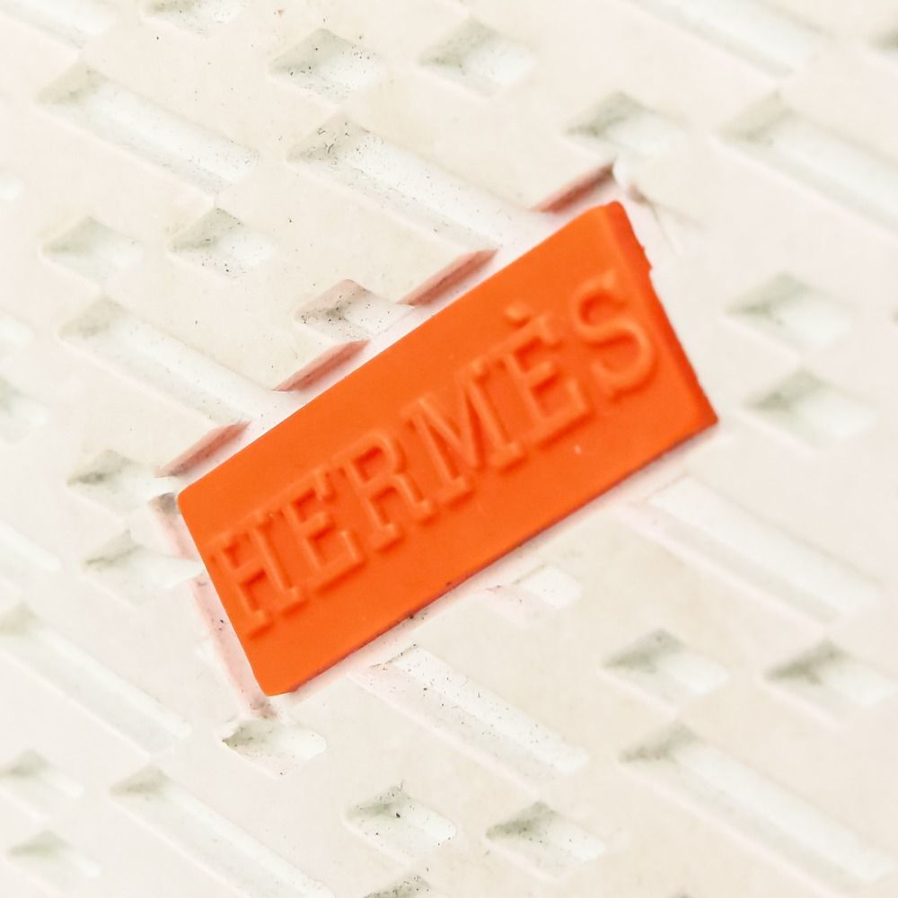 Hermes District Leather High-Top Sneakers White — view 8