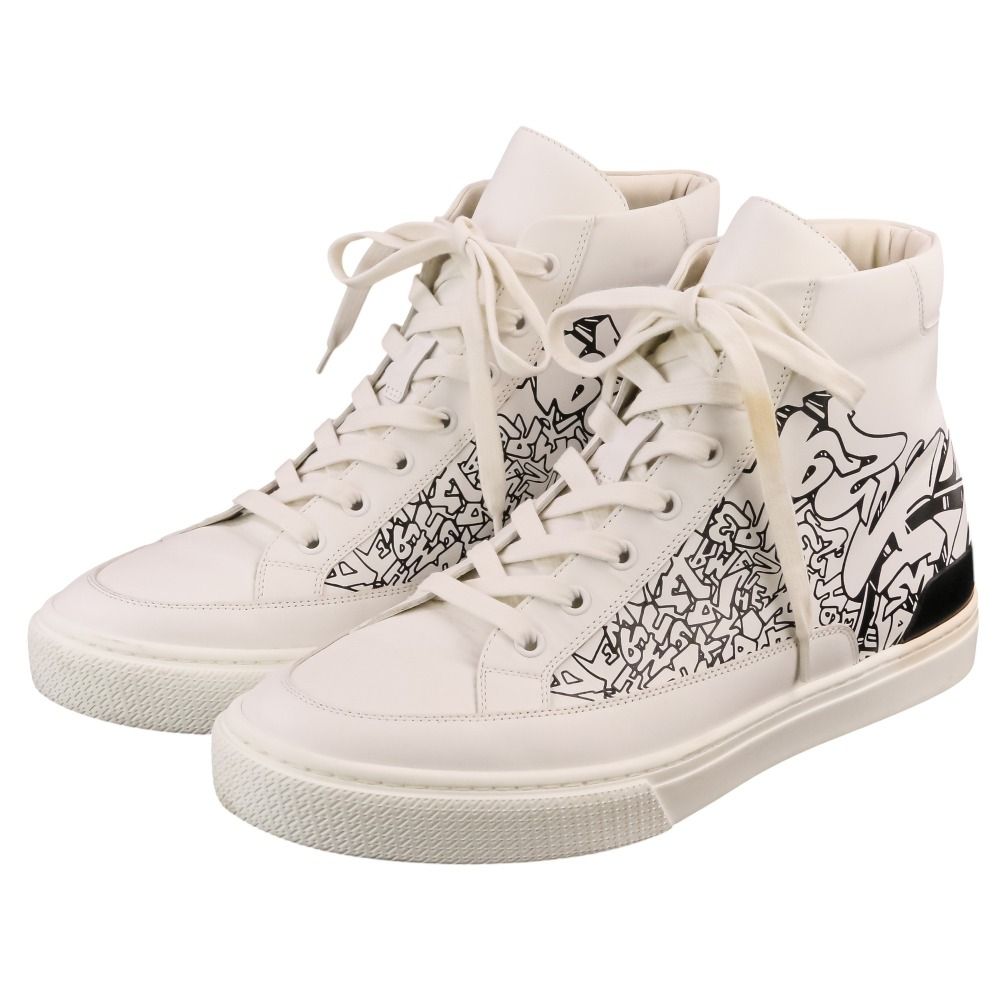 Hermes District Leather High-Top Sneakers White