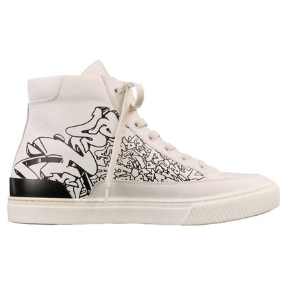 Hermes District Leather High-Top Sneakers White — view 3