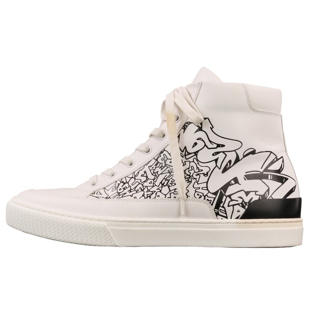 Hermes District Leather High-Top Sneakers White — view 2