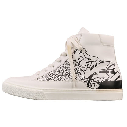 Hermes District Leather High-Top Sneakers White — view 2