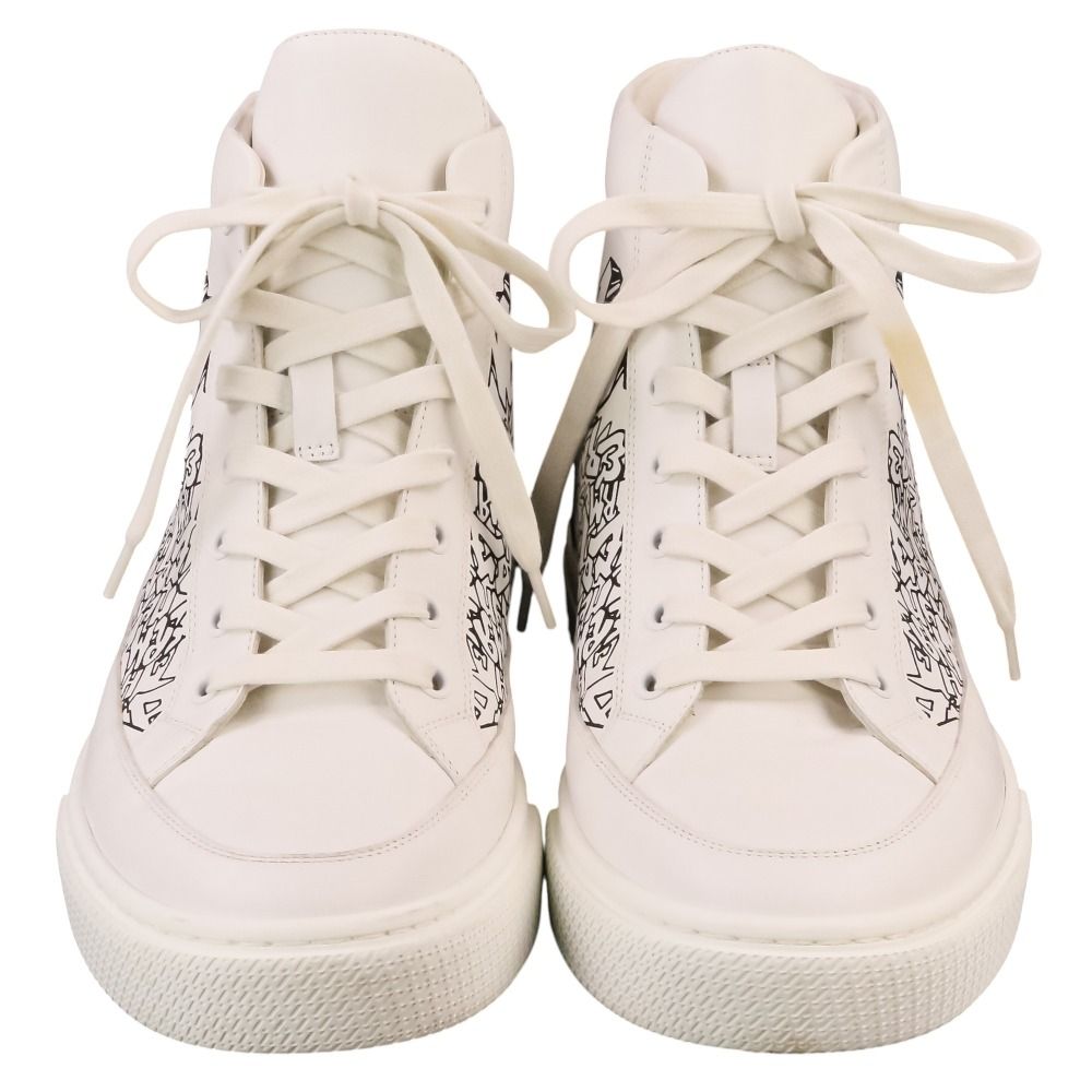 Hermes District Leather High-Top Sneakers White — view 4
