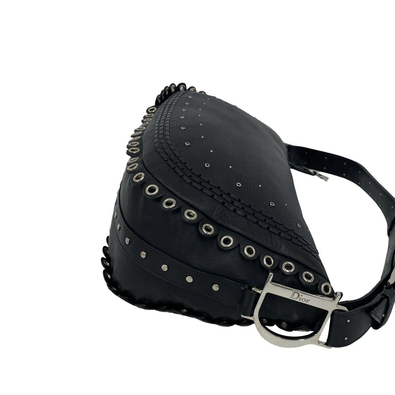 Dior Peace & Love Logo Leather Shoulder Bag Black — view 6