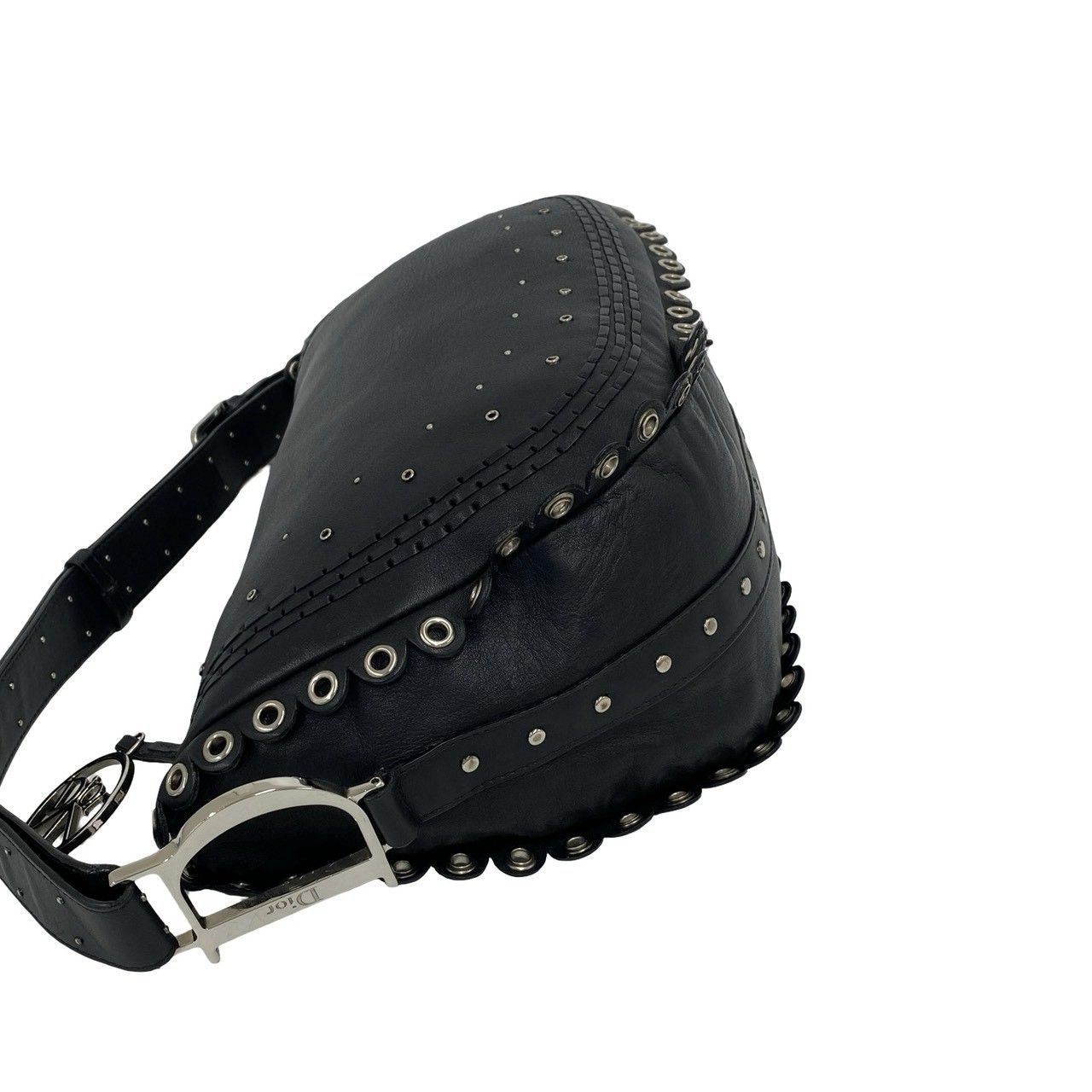 Dior Peace & Love Logo Leather Shoulder Bag Black — view 5