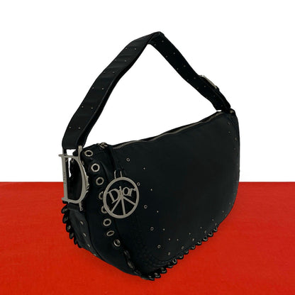 Dior Peace & Love Logo Leather Shoulder Bag Black