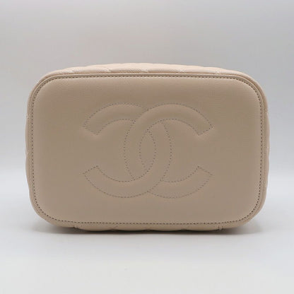 Chanel Vanity Beige Gold Caviar Leather CC Logo Makeup Pouch — view 5