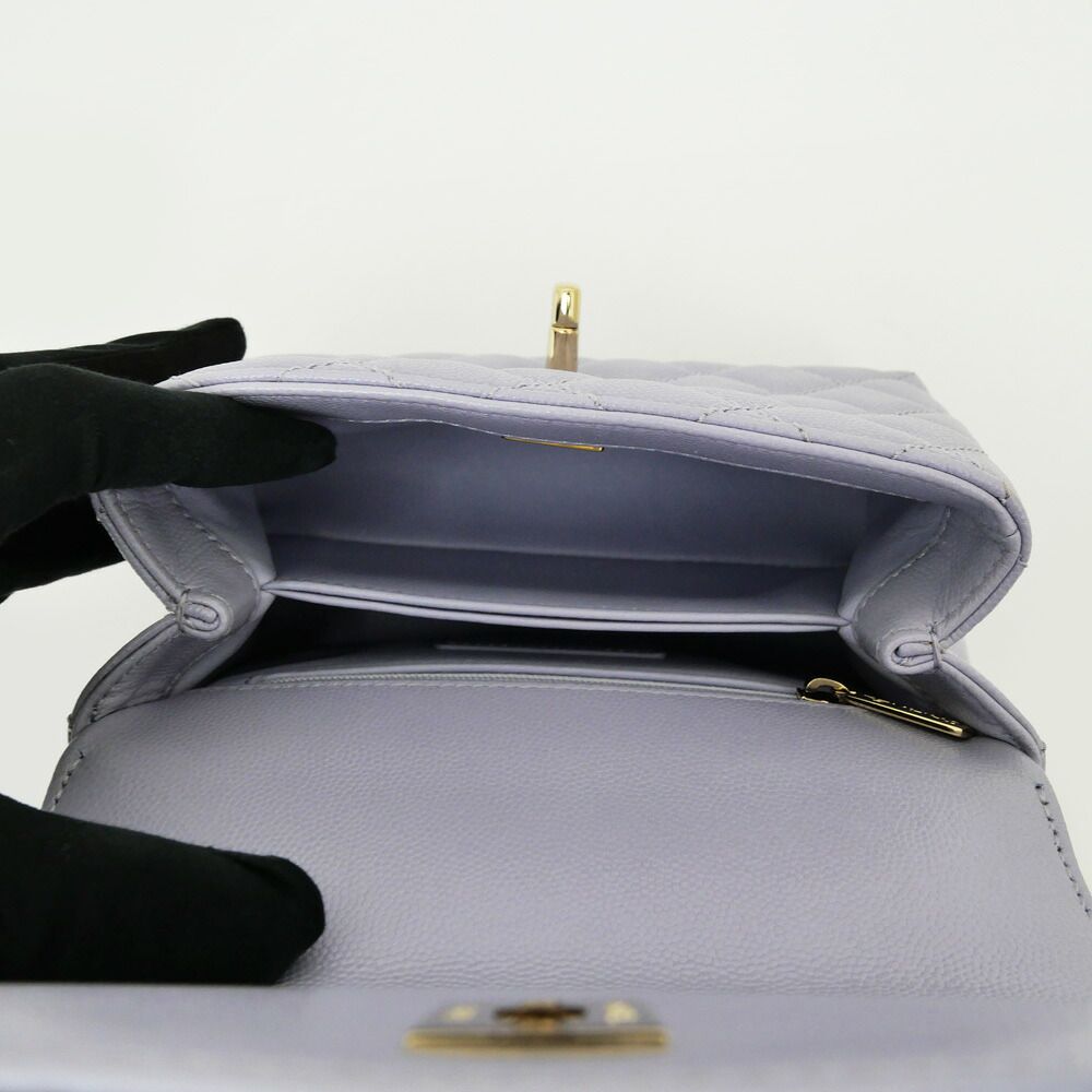Chanel Coco Handle Lavender Caviar Leather Chain Shoulder Bag Purple — view 5