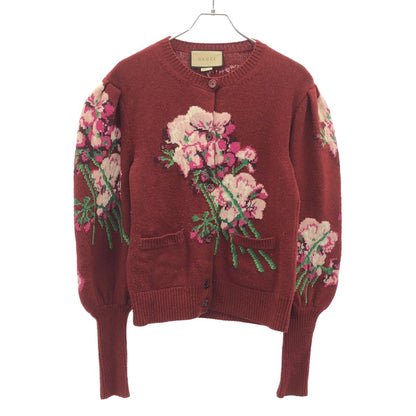 Gucci Flower Knit Cardigan Red XS