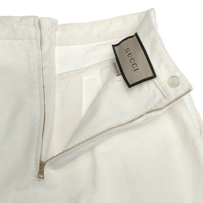 Gucci Cotton Canvas Pleated Midi Skirt White 38 — view 4