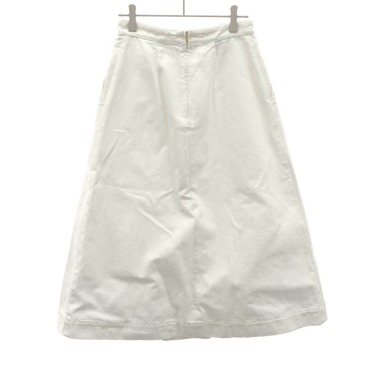 Gucci Cotton Canvas Pleated Midi Skirt White 38 — view 2