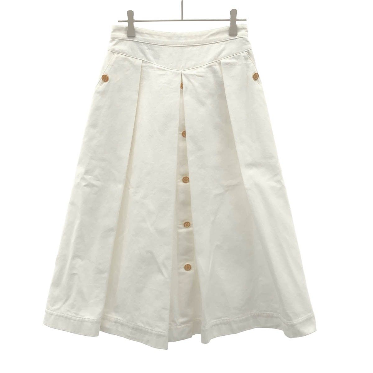 Gucci Cotton Canvas Pleated Midi Skirt White 38