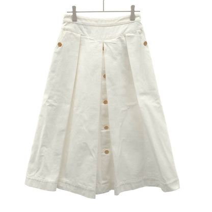 Gucci Cotton Canvas Pleated Midi Skirt White 38