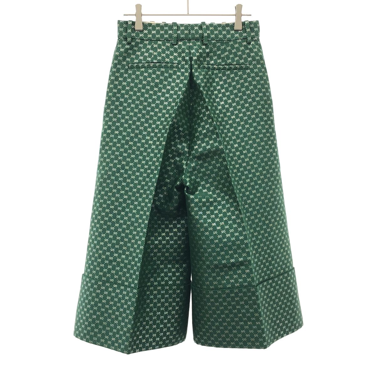 Gucci GG Lame Cropped Trousers Pants Zaglx Green 38 — view 2