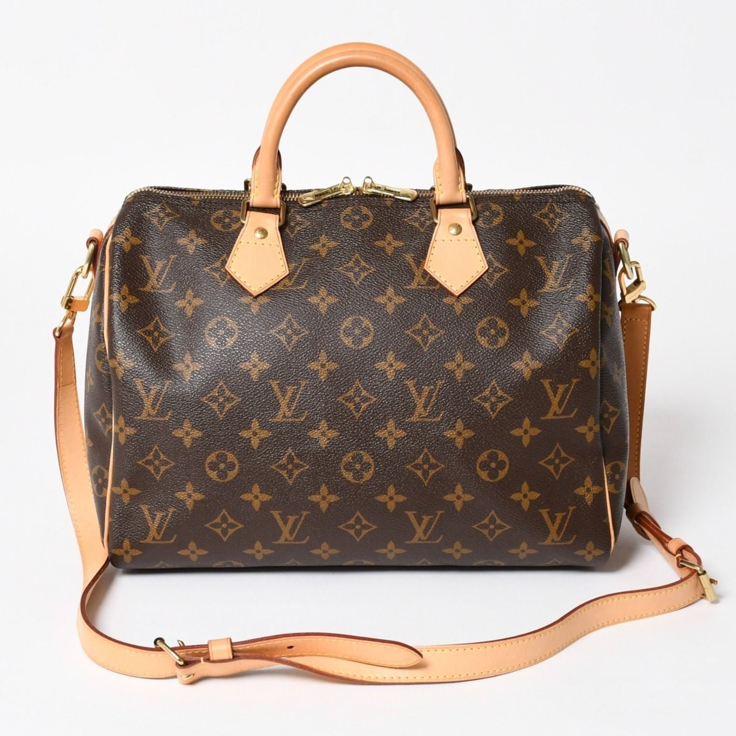 Louis Vuitton Monogram Speedy Bandouliere 30 Handbag Brown Gold