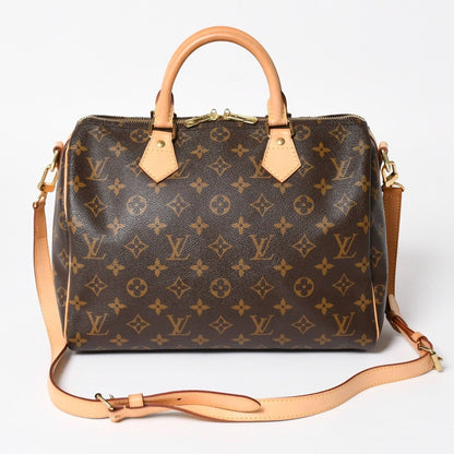 Louis Vuitton Monogram Speedy Bandouliere 30 Handbag Brown Gold
