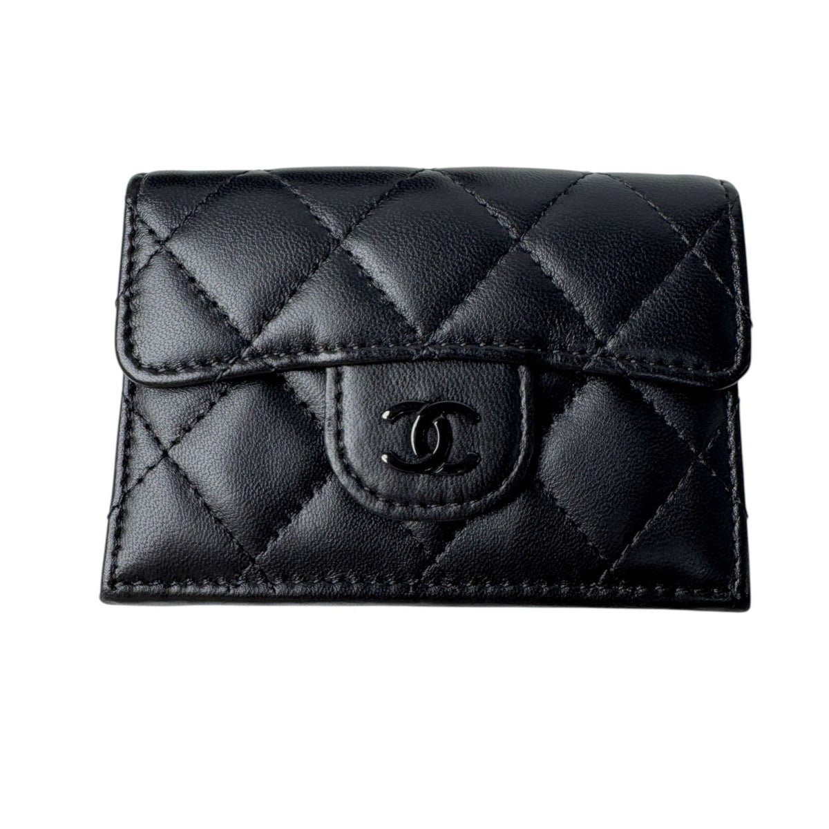 Chanel Quilted CC Logo Compact Wallet So Black